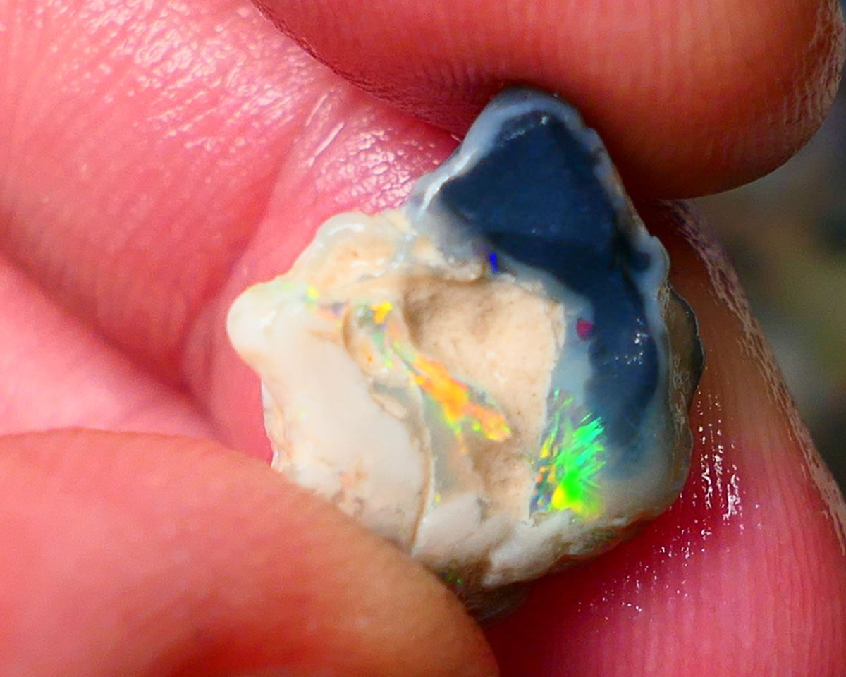 Lightning Ridge Gamble knobby opal rough very Vibrant bright multi colours 17x14x9mm ALP129