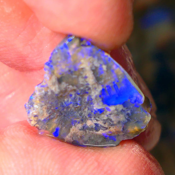 Lightning Ridge Dark opal Rub / rough 5.25cts  showing nice bright blue colours 18x16x3mm ALP144