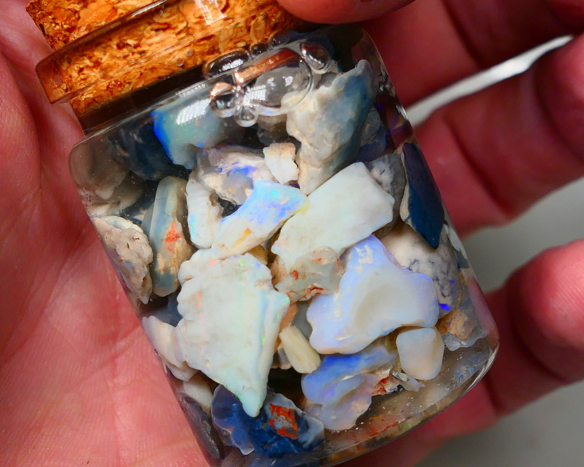 Lightning Ridge Rough Opal 150cts Mixed Potch & colours  15mm to chip size range Auction32(jar1)