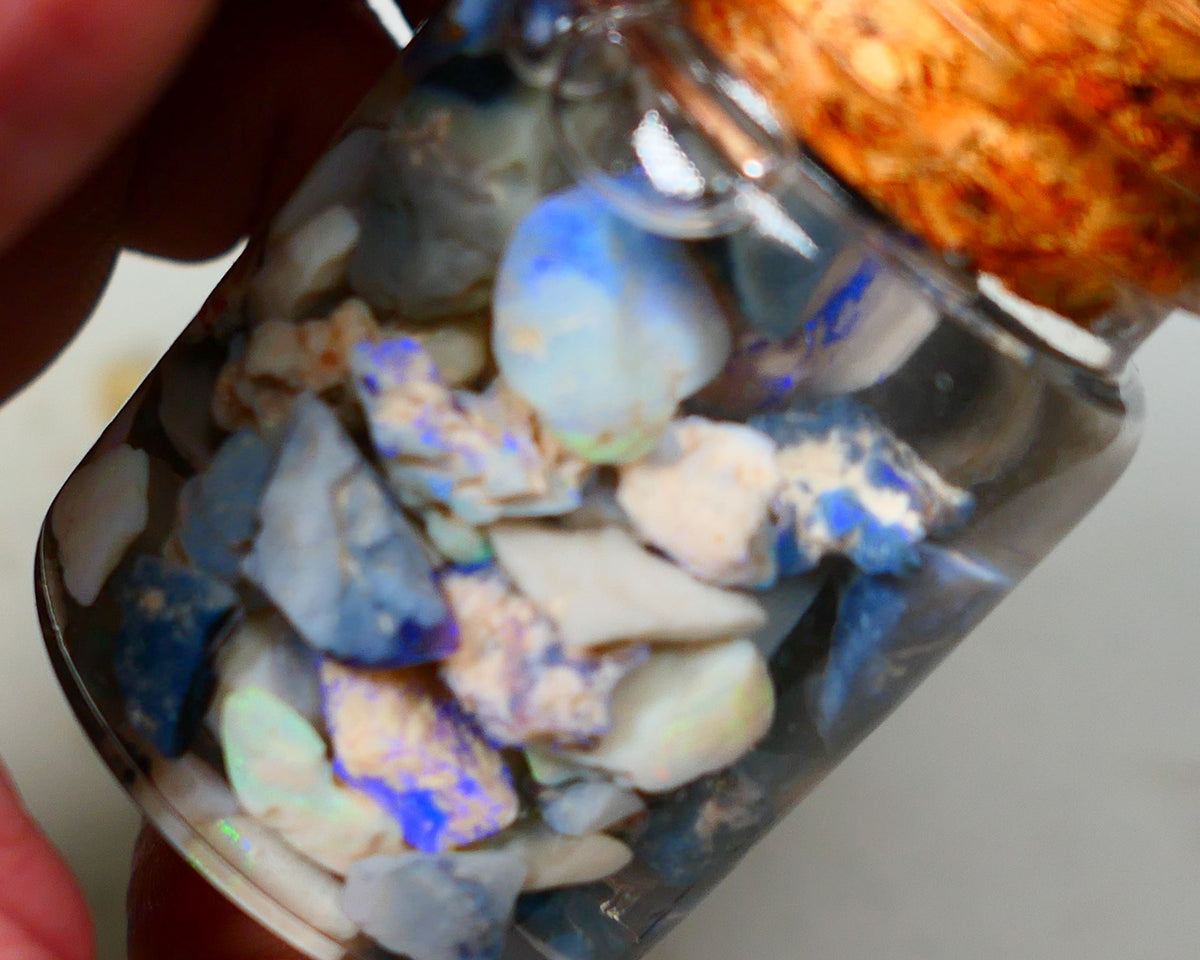 Lightning Ridge Rough Opal 150cts Mixed Potch & colours  15mm to chip size range Auction33(jar2)