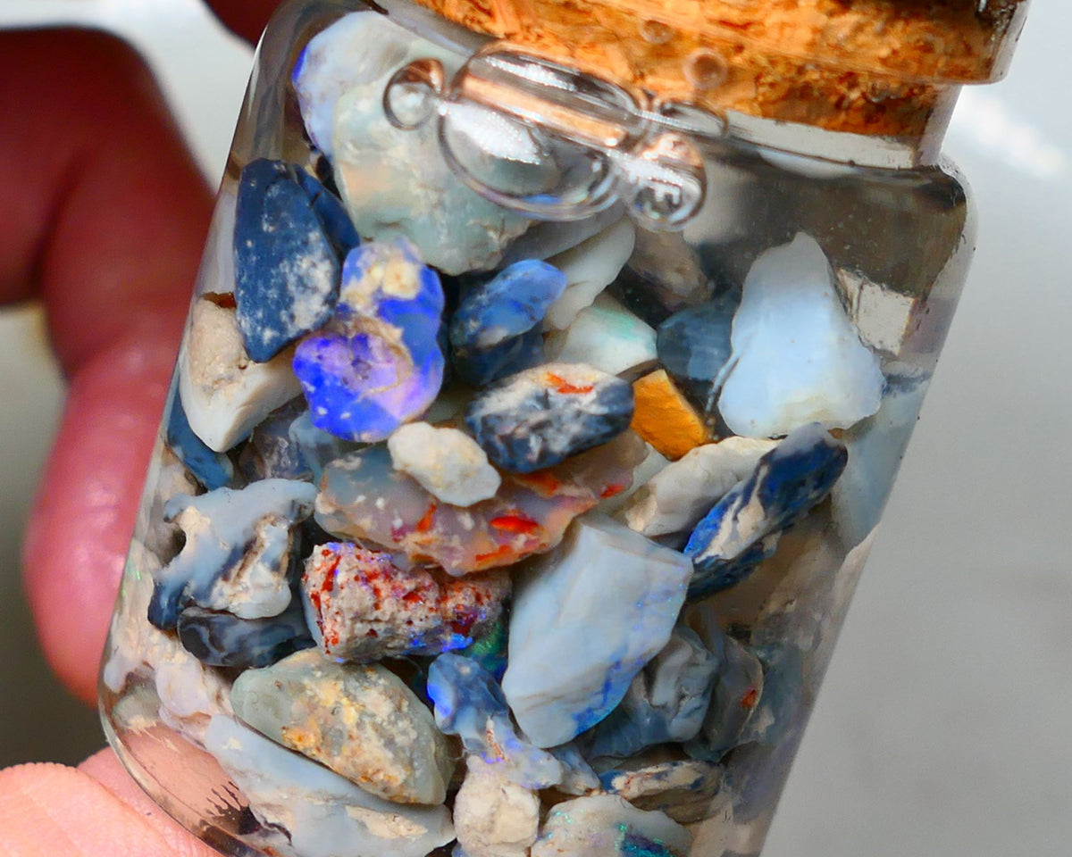 Lightning Ridge Rough Opal 150cts Mixed Potch & colours  15mm to chip size range Auction35(jar4)