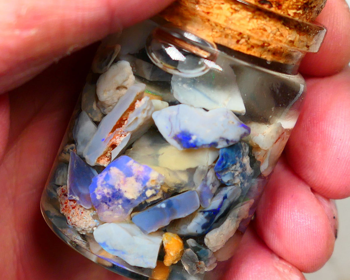 Lightning Ridge Rough Opal 150cts Mixed Potch & colours  15mm to chip size range Auction35(jar4)