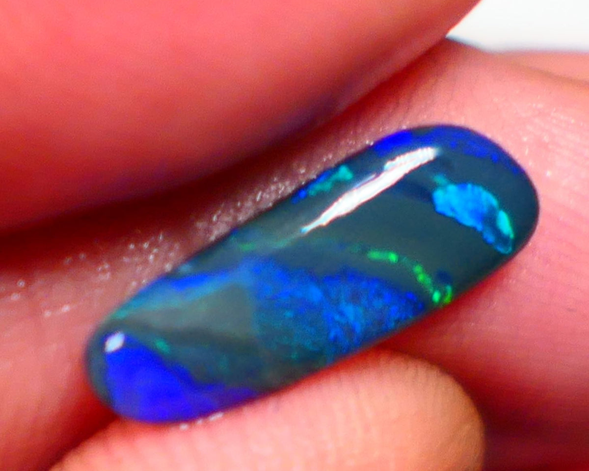 Stunning MULGA Black opal rub/rough/preform 1.75cts Stunning Blue and Green Fires finish this Gem 15x5x2.5mm Auction37