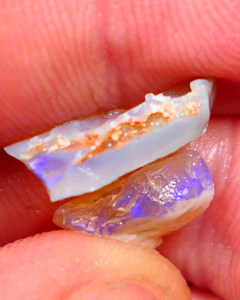 Lightning Ridge Rough Seam & Knobby Opal Pair 7.00cts Bright & Vibrant Blue fires to cut 15x8x5mm & 13x8x5mm Auction55