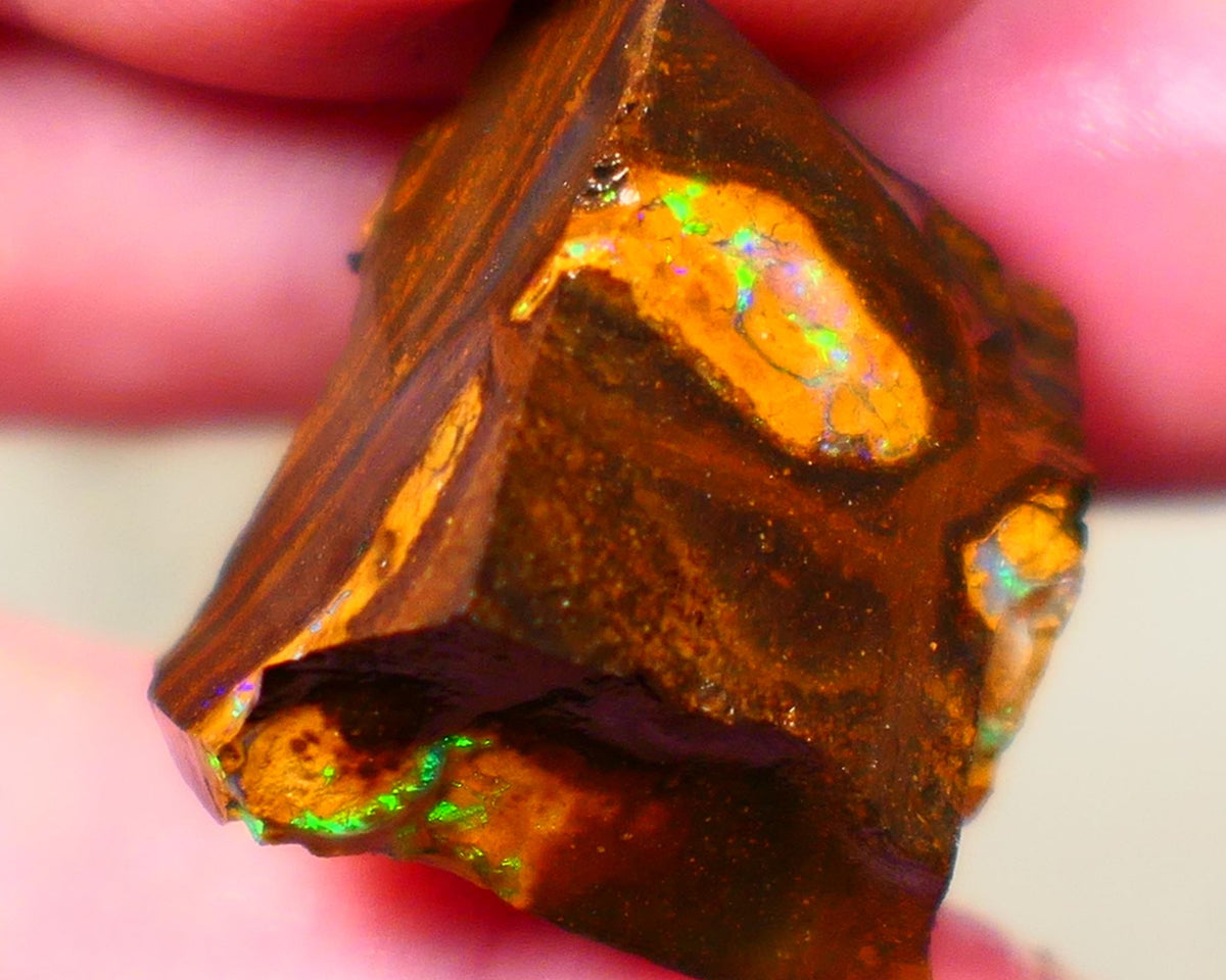 Winton Gem Boulder opal to cut 57.00cts Wonderful Bright & Vibrant Multifires showing on 4 sides time to take the cap off who wants it ? Auction91