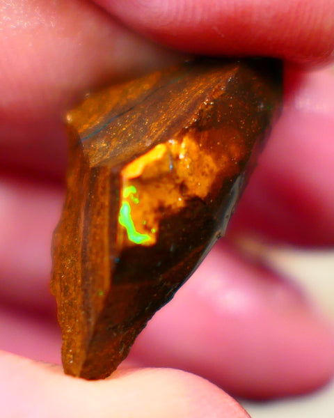 Winton Boulder opal rough Ironstone host 19.00cts Some Bright Multicolours 29x11x8mm Auction65