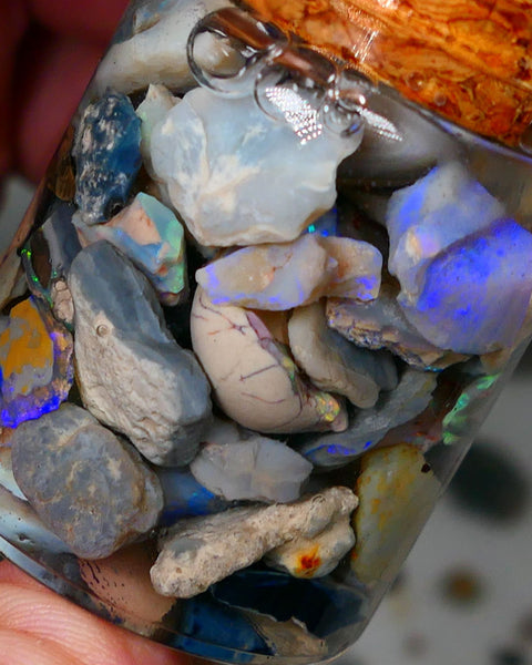 Lightning Ridge Rough Opal 150cts Potch & Colours to go at and explore 13mm to chip size Auction70(Jar8)