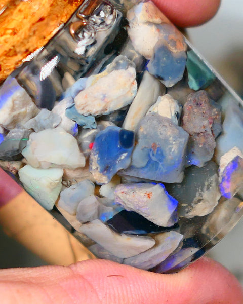 Lightning Ridge Rough Opal 150cts Potch & Colours to go at and explore 13mm to chip size Auction72(Jar10)