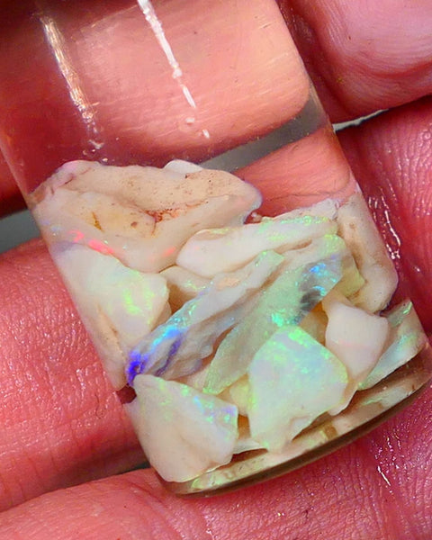 Lightning Ridge Rough Opal Small seams 21cts Light base Multicolours 11mm to chip size range Auction74