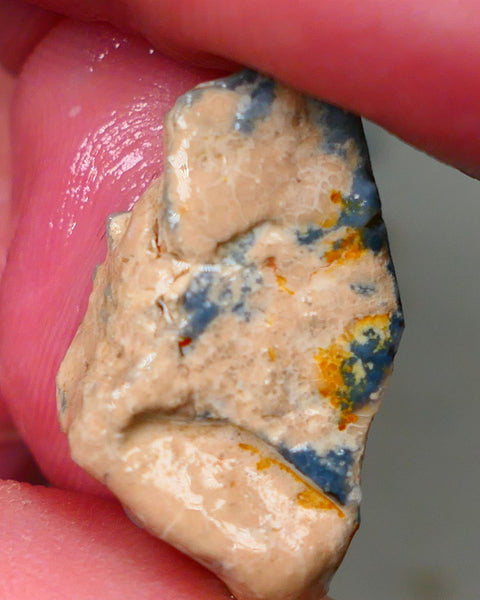 Lightning Ridge Rough rub Opal 13.00cts Seam formation with small zone of exposed fires 26x14x7mm Auction84