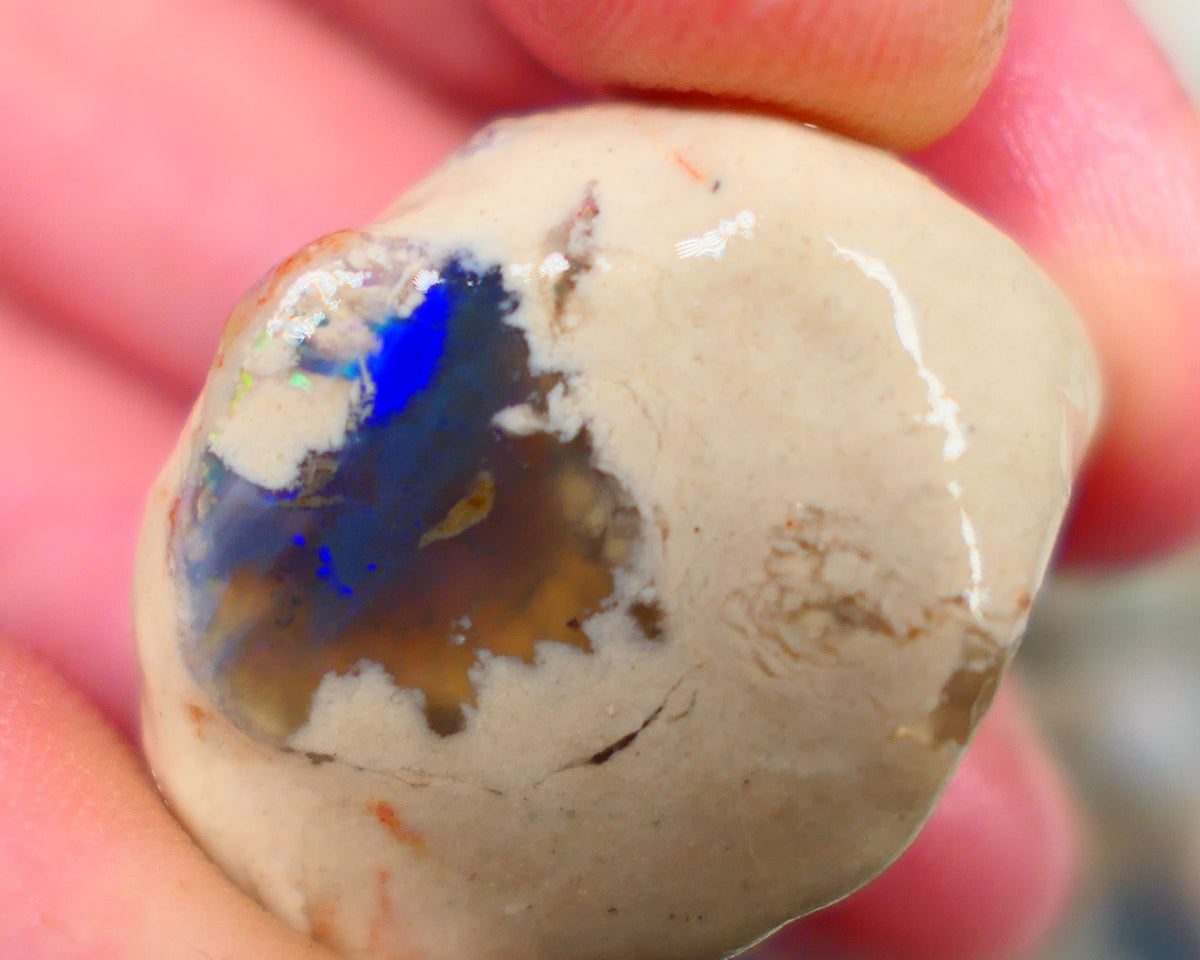 Lightning Ridge Rough Opal Blue on Black/Dark Crystal 52.00cts Big sized Gamble Knobby formation 29x19x16mm Auction105