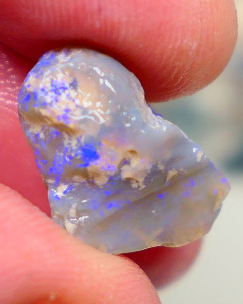 Gorgeous L/Ridge Crystal on Dark base Knobby Rough Opal 9.50cts Loaded with Bright Blue fires to cut 18x11x8mm Auction98