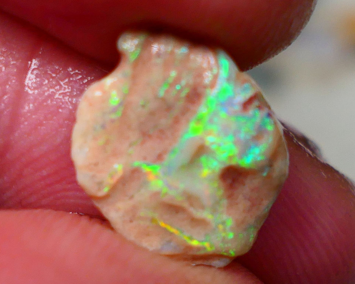 Lightning Ridge Rough Small knobby formation opal rough 3.25cts Bling Ding Dong Yellow dominant fires  popping 14x11x3mm Auction127