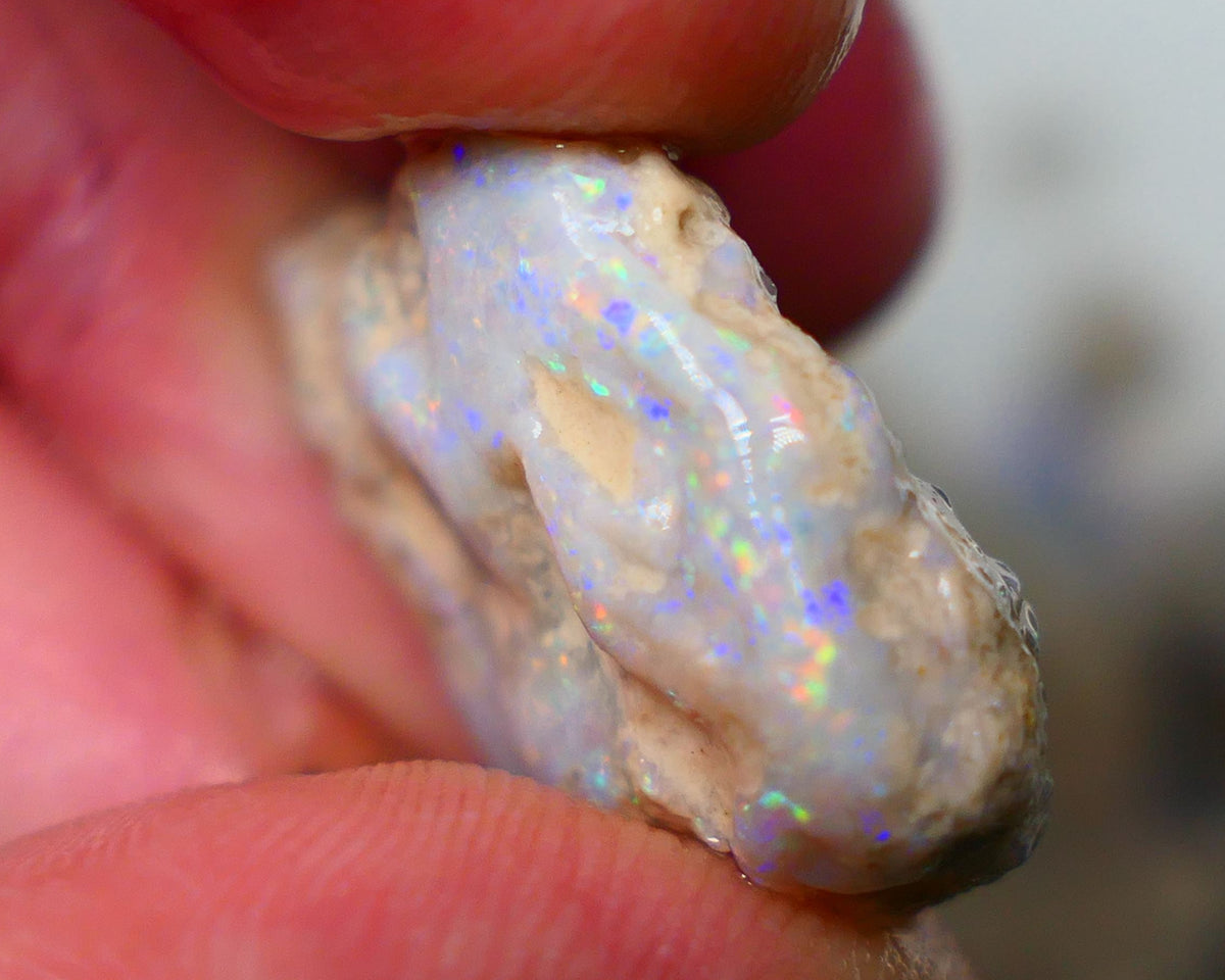 Lightning Ridge Knobby opal formation rough 25.00cts Displaying nice Pastel tones & colours of Multifires 21x20x9mm Auction154