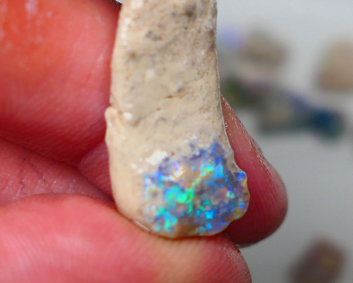 Lightning Ridge Dark Base Crystal knobby opal formation rough 13.50cts Showing nice Blue/green tones of colour 30x12x7mm Auction150