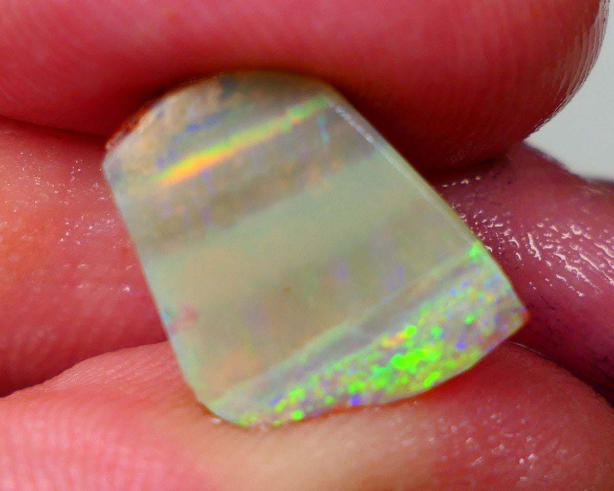 Mintabie Dark Crystal Seam opal rub/rough/preform 4.75cts Gorgeous stacked vertical bars with lots of multifires 13x12x4mm Auction193