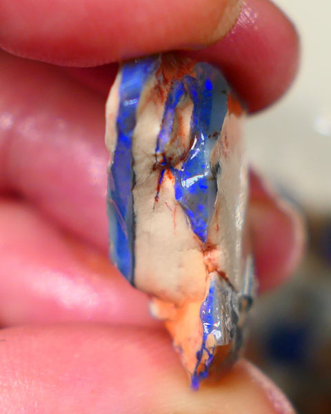 Lightning Ridge Dark base seam opal fresh from the mine walls 21.00cts Gorgeous Blue fires 29x17x11mm Auction179