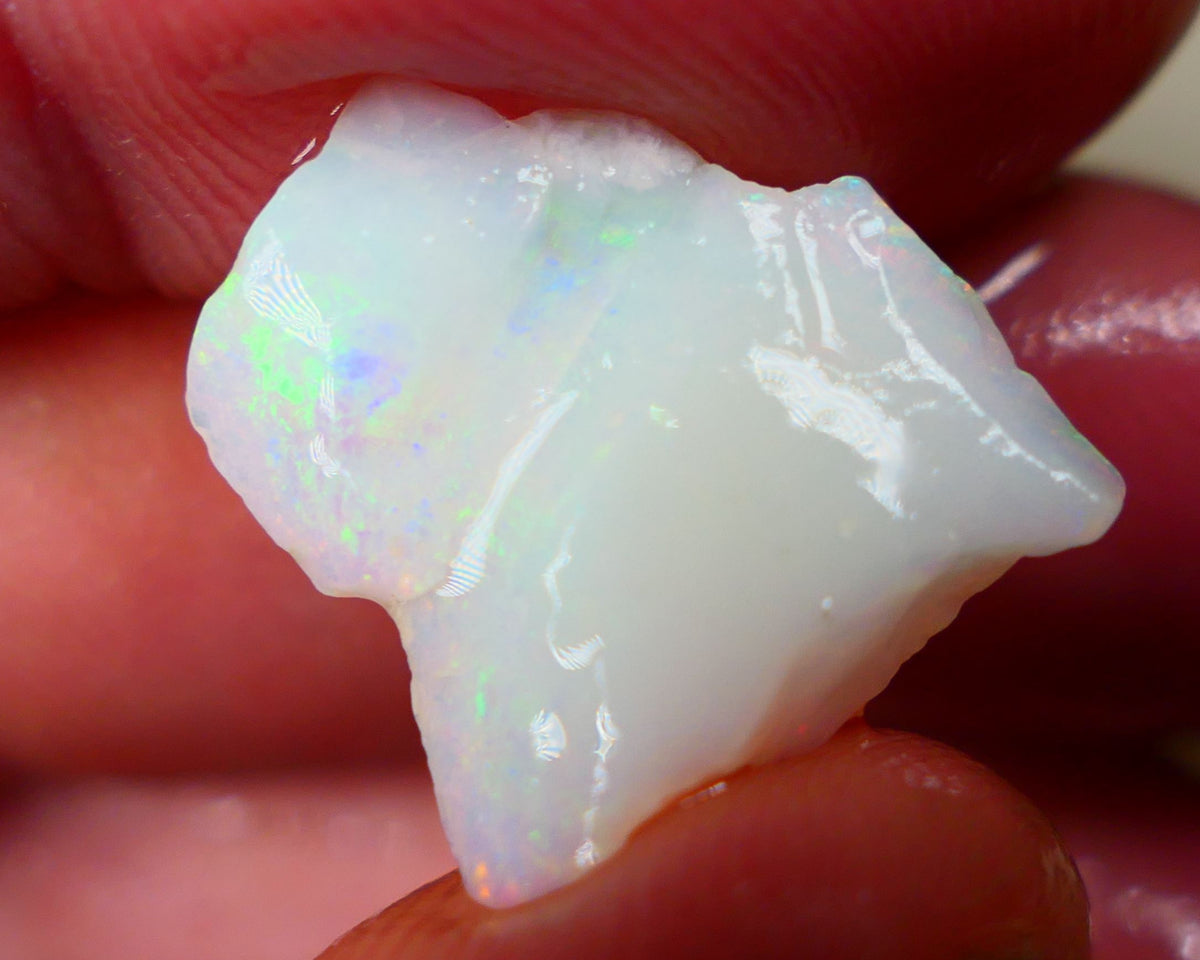 Gorgeous Mintabie Light base Seam opal 6.85cts Lovely Bright Multicolours to cut & explore 17x15x5mm Auction210