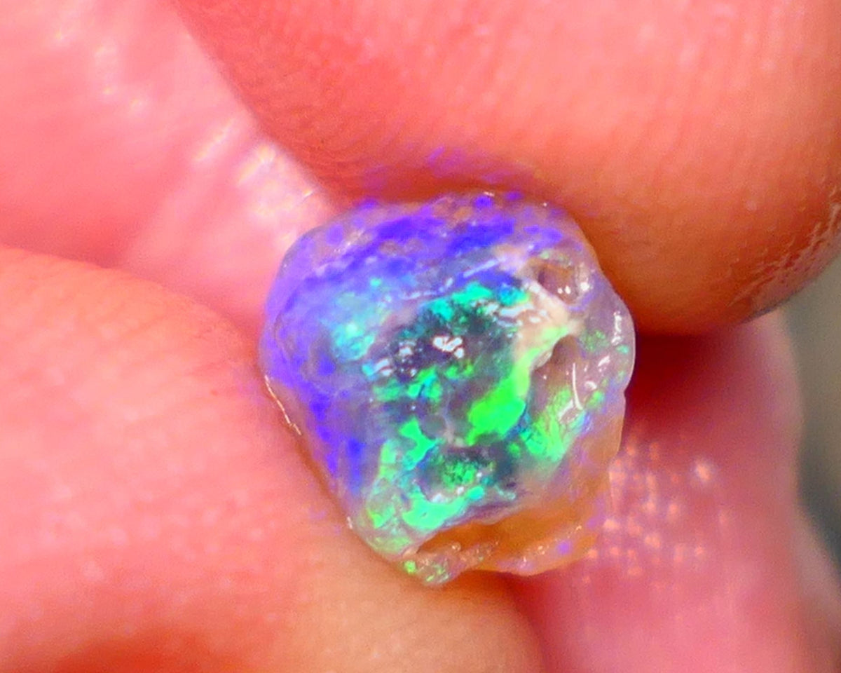 Lightning Ridge Small Bright Crystal Knobby opal rough 2.10cts Gorgeous Greens & Blues 8x7x6mm GMB-060