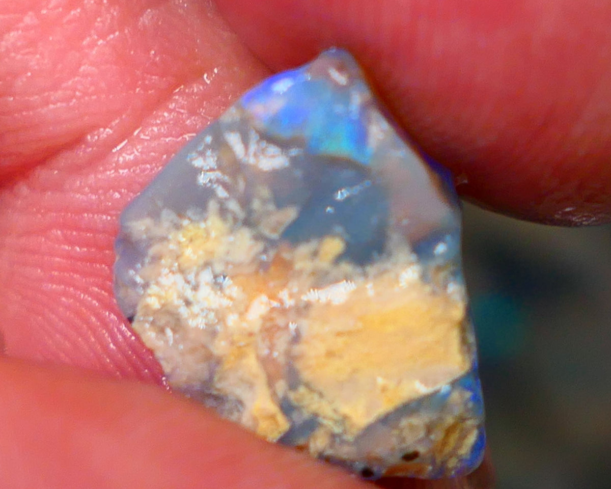 Lightning Ridge Dark Crystal Seam opal rough/rub 4.50cts Bright Blue/Green tones of fires to explore 14x11x5mm GMB-056