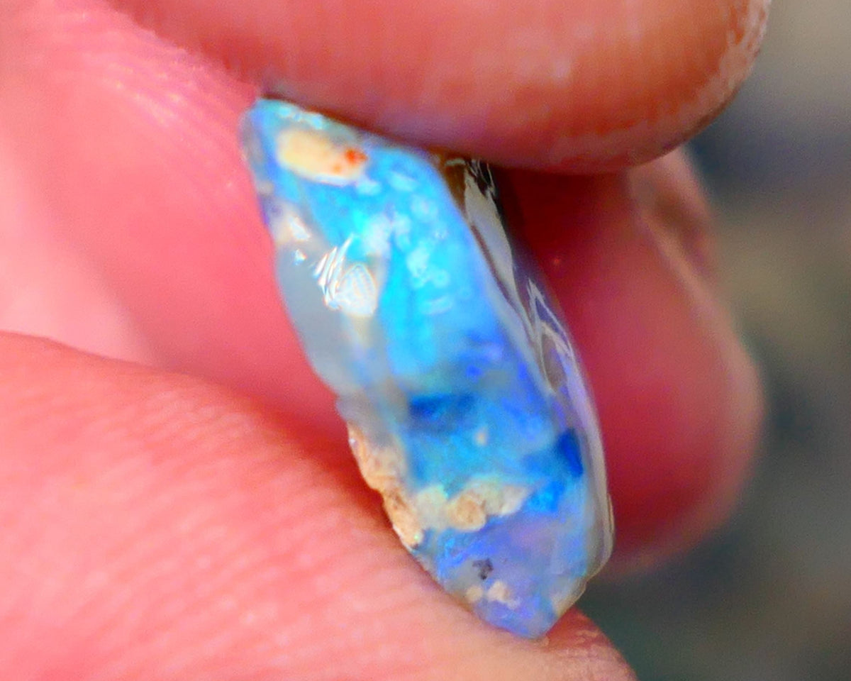 Lightning Ridge Dark Crystal Seam opal rough/rub 4.50cts Bright Blue/Green tones of fires to explore 14x11x5mm GMB-056