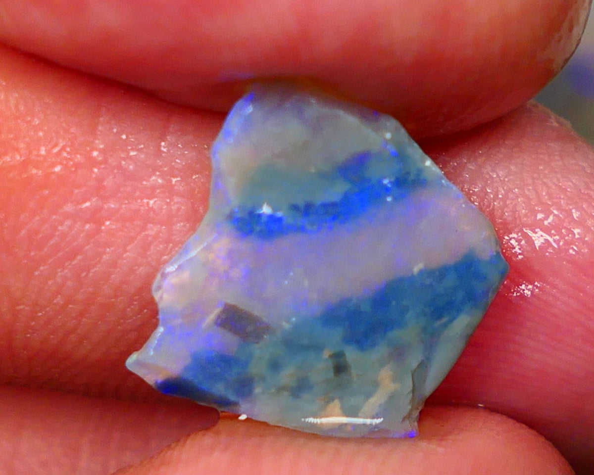 Lightning Ridge Dark Crystal Seam opal rough 2.50cts Thin so suit inlay or backing Bright Light Blue tones 14x13x2mm GMB-054