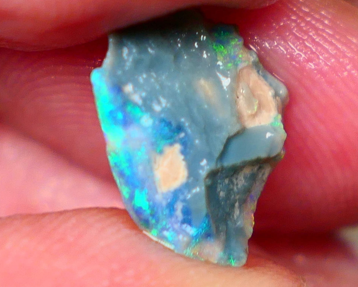 Lightning Ridge Crhystal Seam opal rough 1.90cts Cutters Select thin so suit inlay Bright Green/Yellow  dominant fires 12x12x2.5mm GMB-053