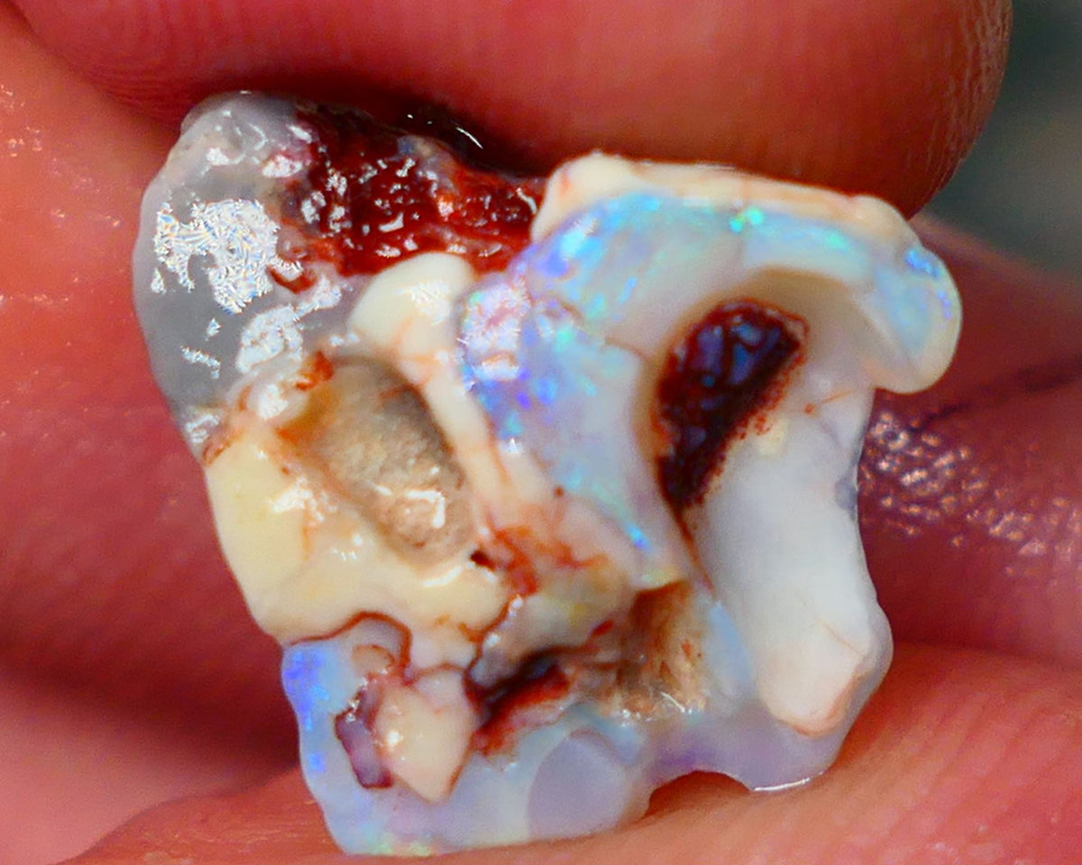 Lightning Ridge interesting looking opal formation rough 5.20cts Showing some blue & green fires 15x15x6mm GMB-024