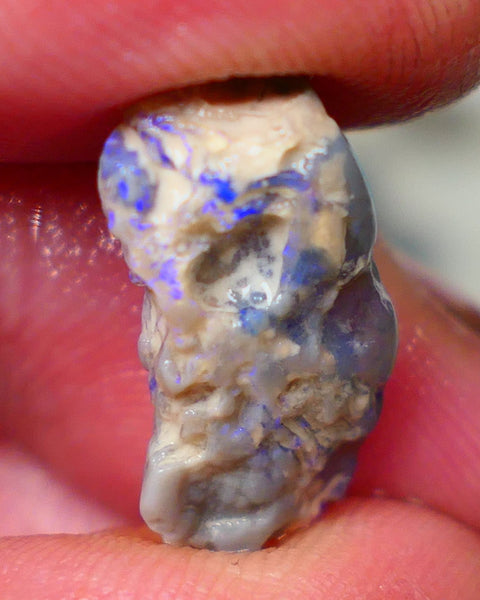 Lightning Ridge Dark Crystal knobby opal rough 7.00cts Bright Blue bar to expose sold as gamble 20x9x7mm GMB-048