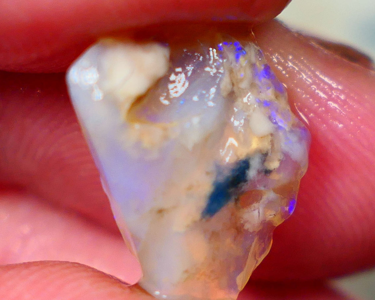 Lightning Ridge Crystal Seam opal rough 4.80cts Blue colours in the bar to gamble 17x12x5mm  GMB-042