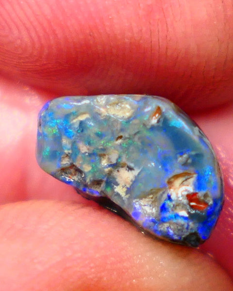 Lightning Ridge Dark Base knobby 4.00cts  Bright Blue colours to explore and gamble 12x8x7mm GMB-034