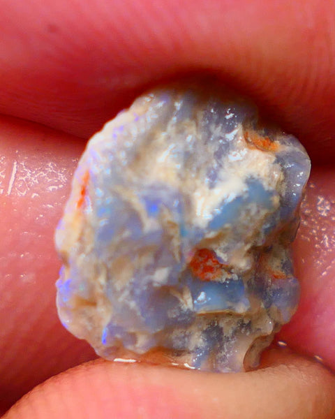 Lightning Ridge Untouched Light base knobby rough opal 3.75cts Blues showing through the skin 14x12x5mm Gamble GMB-031