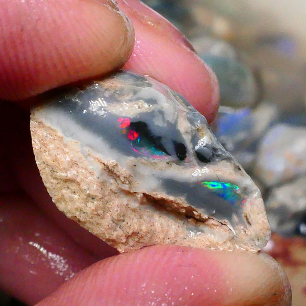 Lightning Ridge Reds on Dark/Black base Knobby split 36.00cts Red dominant M.fires 24x19x12mm & 22x13x12mm NSW104