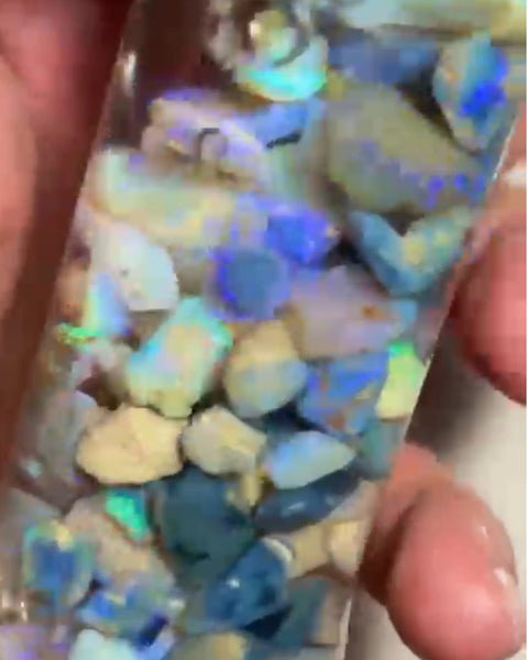 Lightning Ridge Knobby Fossil Seam & Chip mix 275.00cts Lots of Colours to go at :) 14x13x7 to 8x5x3 mm Sold as Gamble NSW196