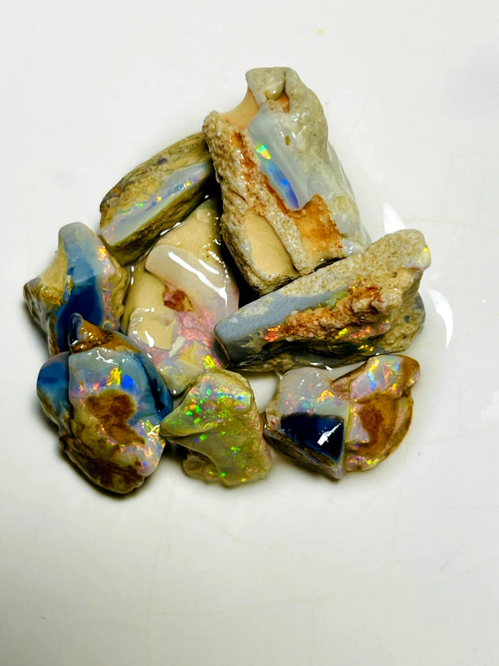 Lightning Ridge Rough Opal Parcel 57cts Stunning colourful material to explore  22x15x12mm to 13x8x6mm WAB15