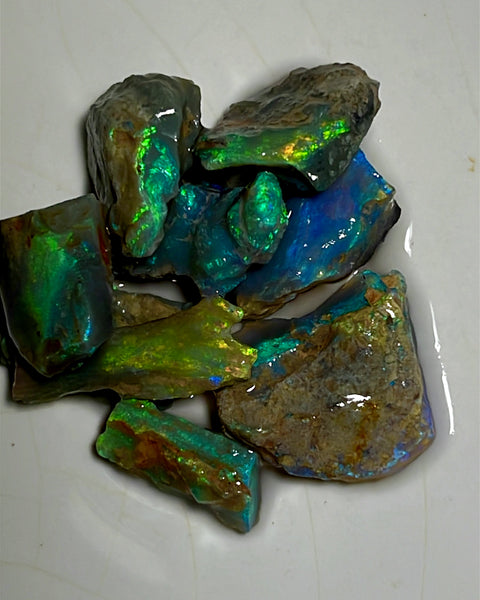 Lightning Ridge Rough Cutters Candy®  Dark & Crystal knobby & Seam Opal parcel 33cts Stunning Gorgeous Vibrant Bright Multifires & bars 16x14x3mm to 12x5x3mm  WAE38