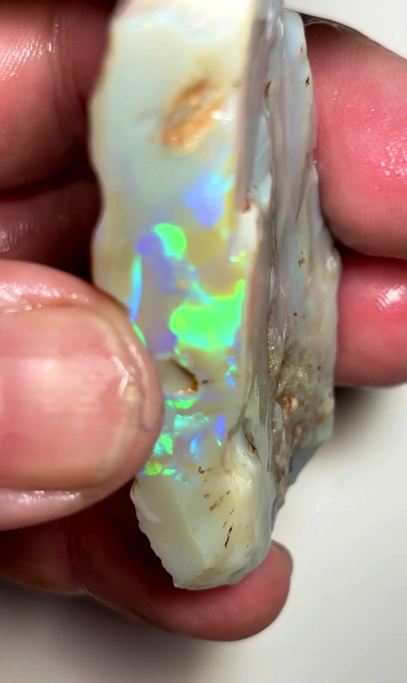 Lightning Ridge Rough / Rub Giant Dark Base Seam opal Miners Bench® 185cts Gorgeous Bright Multifires  65x35x11mm WAC06