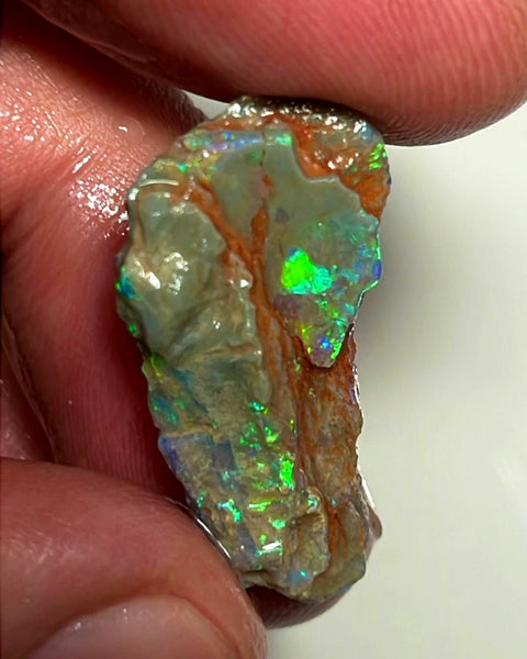 Lightning Ridge Opal Rough Untouched Dark Crystal Base Seam Formation 9.25ts Stunning Bright Multicolour 27x14x4mm WAE32