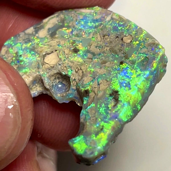 Lightning Ridge Opal Rough n Rub Single Dark Base Crystal 13cts Showing nice Bright Multifires   25.000 x 20.000 x 4.000 mm WAE66