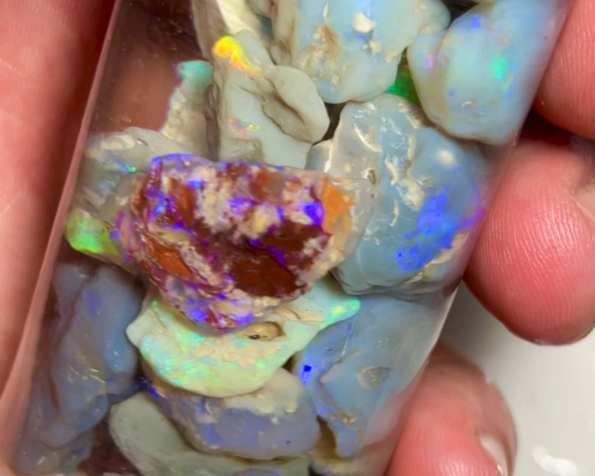 Lightning Ridge Good Sized Knobby opal rough 270.00cts Lots of Bright Multicolours sold as gamble 25x17x6 to 10x9x4mm NSW098 (jar not included)