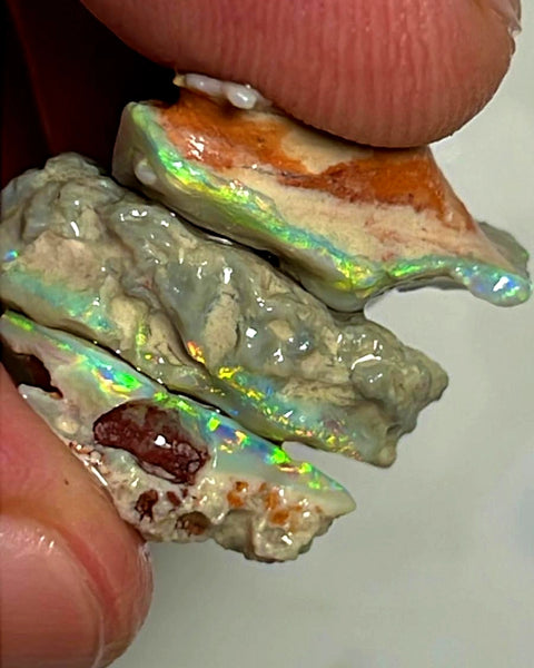 Lightning Ridge Opal Rough Dark Base Seam Stack 20cts Stunning Bright Multicolours 18x15x7mm to 14x10x6mm WAE33