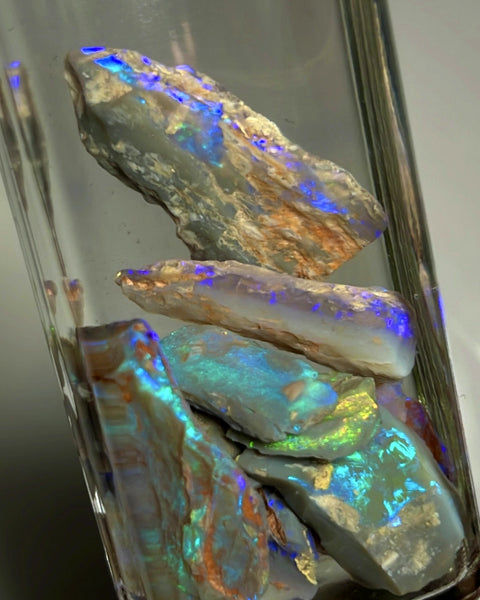 Lightning Ridge Opal Rough n Rub Parcel Dark & Crystal From the Miners Bench® 63cts Full of Bright Multifires 25x12x4 to 10x9x2mm WAE39