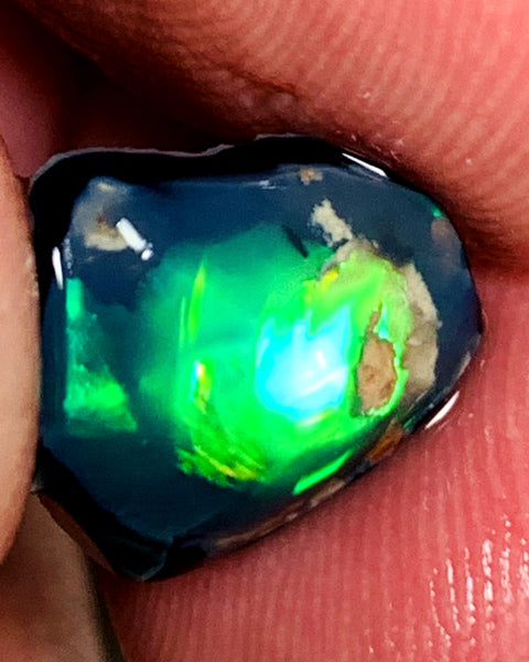 Lightning Ridge Rough / Rub Black knobby opal Miners Bench®  3.75cts Exotic Super Bright Vibrant & Vivid Reds/Oranges/Greens 14x12x3mm WAB65