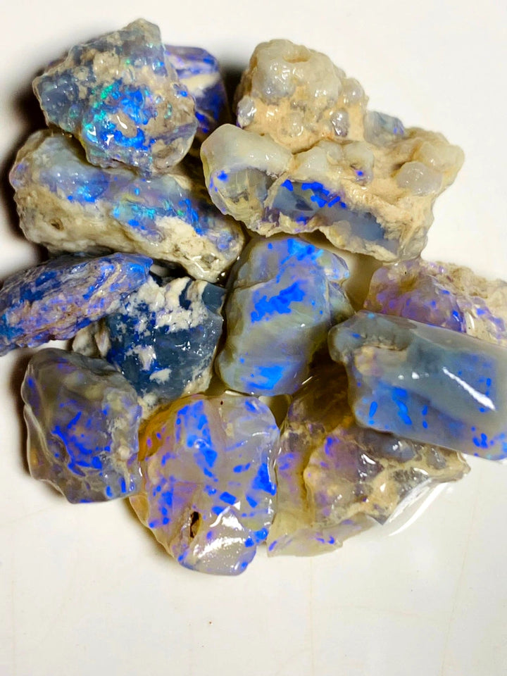 OPAL MONTH SPECIAL Lightning Ridge Rough Dark & Crystal Opal Parcel 63cts Lots of Potential & Cutters Lots Bright colours & bars 18x11x7mm to 10x9x4mm WSY99