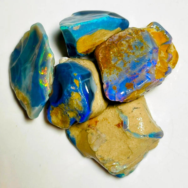 Lightning Ridge Rough Dark Seam Opal formation Parcel 155cts Lots of Potential & Cutters Lots Bright colours & bars 27x22x10mm to 20x12x8mm WAB36