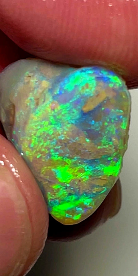 Lightning Ridge Opal Crystal Base Vibrant knobby Rough Rub 9.5cts Stunning  Bright Multicolours 18x14x6mm WAD61