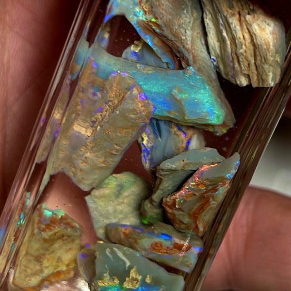 Lightning Ridge Opal Rough n Rub Parcel Dark & Crystal From the Miners Bench® 63cts Full of Bright Multifires 25x12x4 to 10x9x2mm WAE39