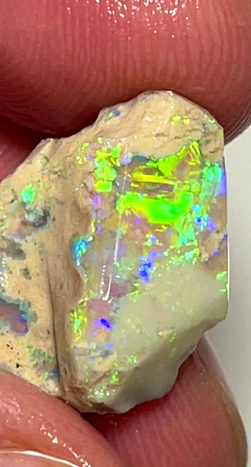 Lightning Ridge 8cts Bright & gorgeous Crystal knobby Opal rough to cut/carve Bright Multicolours 21x13x4mm 1106