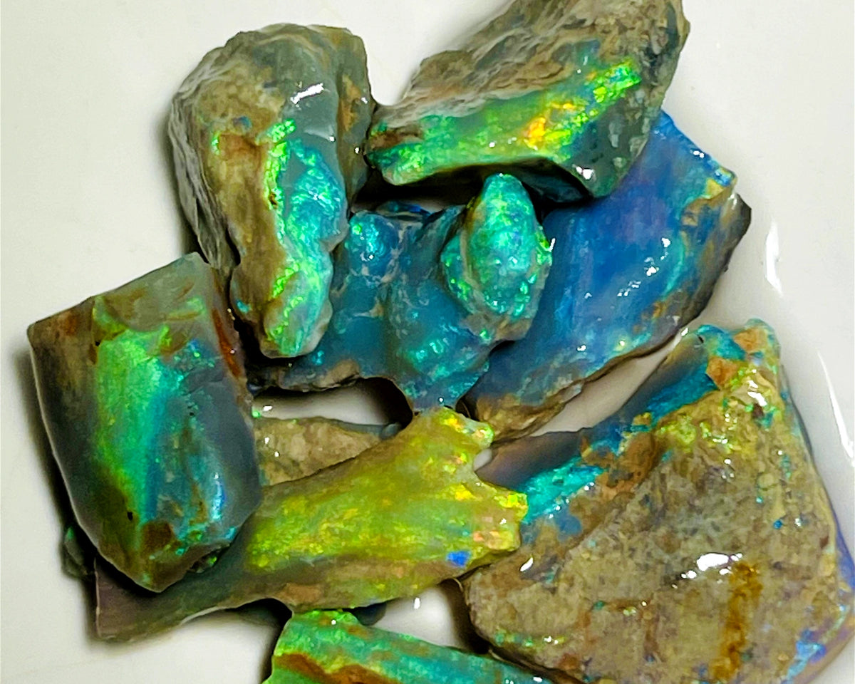 Lightning Ridge Rough Cutters Candy®  Dark & Crystal knobby & Seam Opal parcel 33cts Stunning Gorgeous Vibrant Bright Multifires & bars 16x14x3mm to 12x5x3mm  WAE38