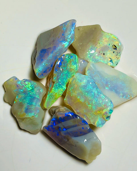 Lightning Ridge Rough Crystal Seam Opal Parcel 37cts Clean Bright Cutters Lots Stunning colours & bars 17x15x4mm to 15x5x3mm NSW009